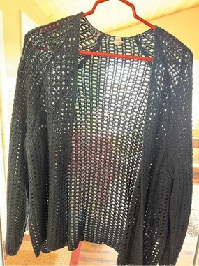 Wishlist Open-Knit Black Womens Cardigan
